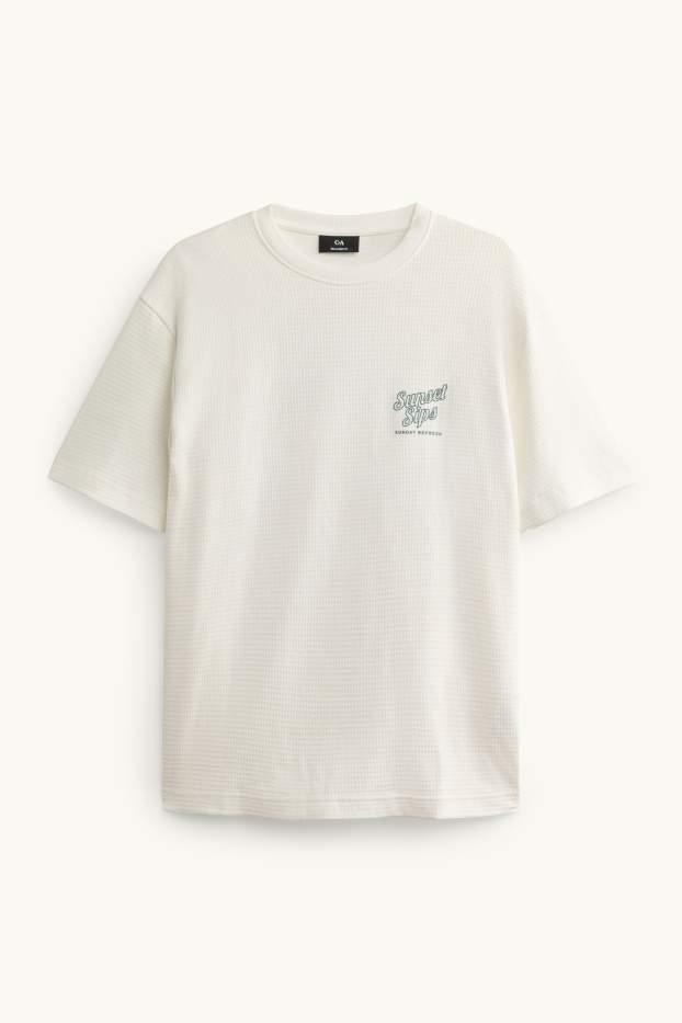 Herren - T-Shirt - Relaxed Fit - strukturiert - weiß