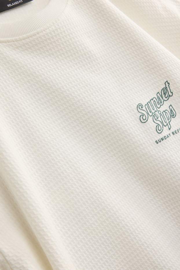 Herren - T-Shirt - Relaxed Fit - strukturiert - weiß