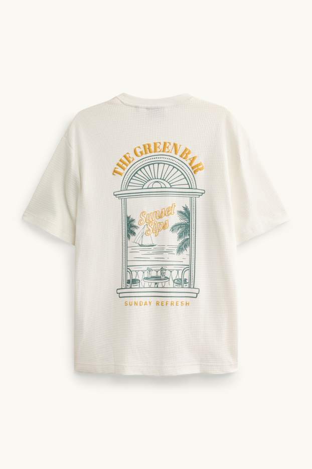 Herren - T-Shirt - Relaxed Fit - strukturiert - weiß