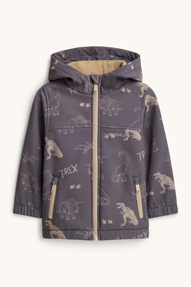 Children Boys - Dino - softshell jacket with hood - waterproof - brown