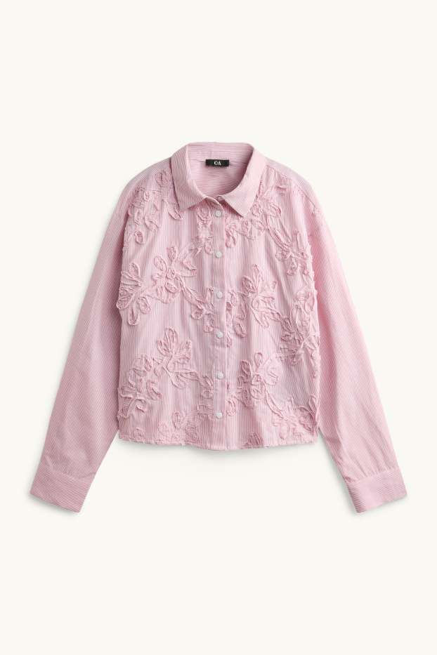 Damen - Bluse - gestreift - rosa