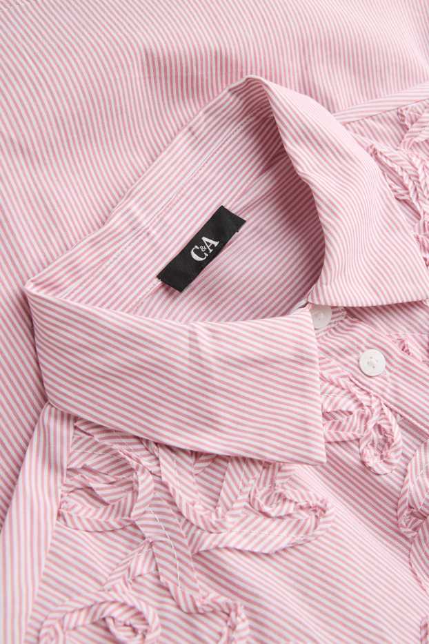 Damen - Bluse - gestreift - rosa