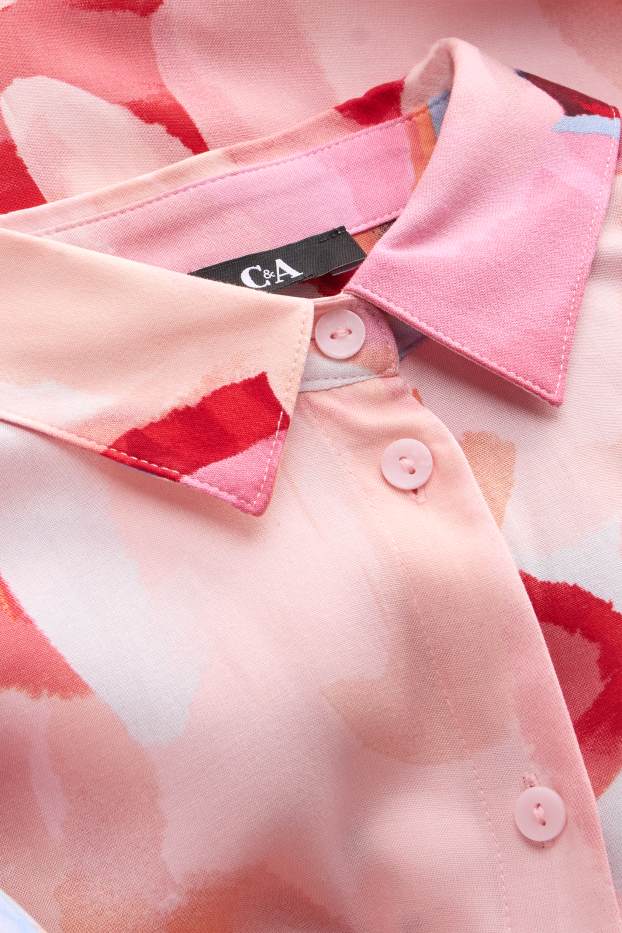 Dames - Overhemdblouse - met patroon - fuchsiarood / roze