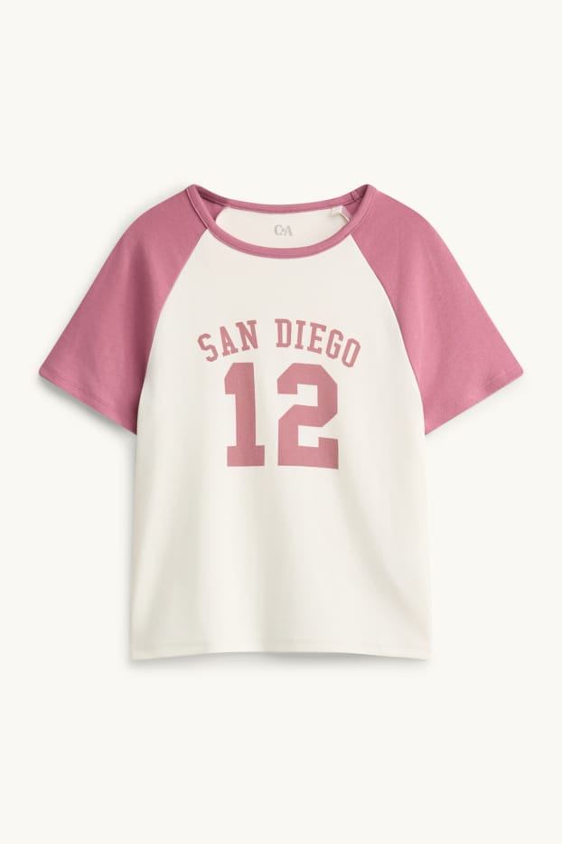 Kinder Mädchen - San Diego - Kurzarmshirt - weiss / rosa