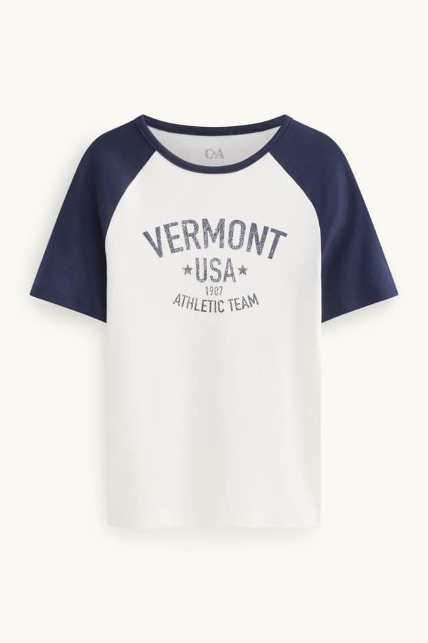 Kinder Mädchen - Vermont - Kurzarmshirt - weiß / schwarz