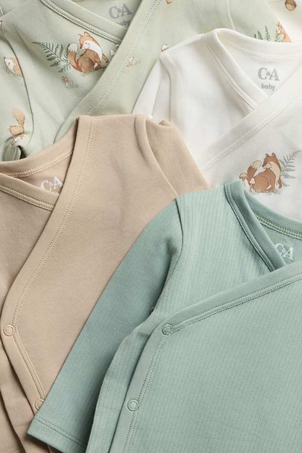 Unisex - Set van 5 - eekhoorntje en eikeltje - wikkelrompertje - wit