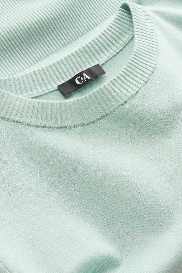 Femei - Pulover tricotat - mânecă scurtă - turcoaz