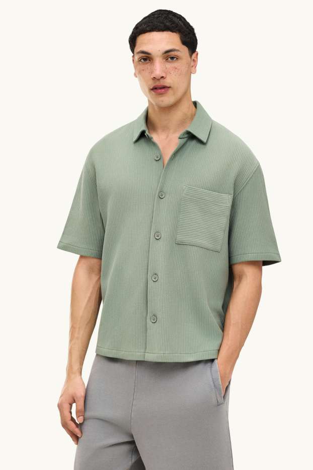 Home - Camisa - relaxed fit - Kent - de canalé - verd