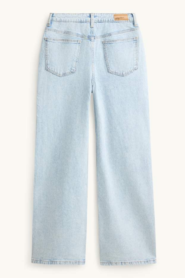 Kinder Mädchen - Wide Leg Jeans mit Strasssteinen - helljeansblau