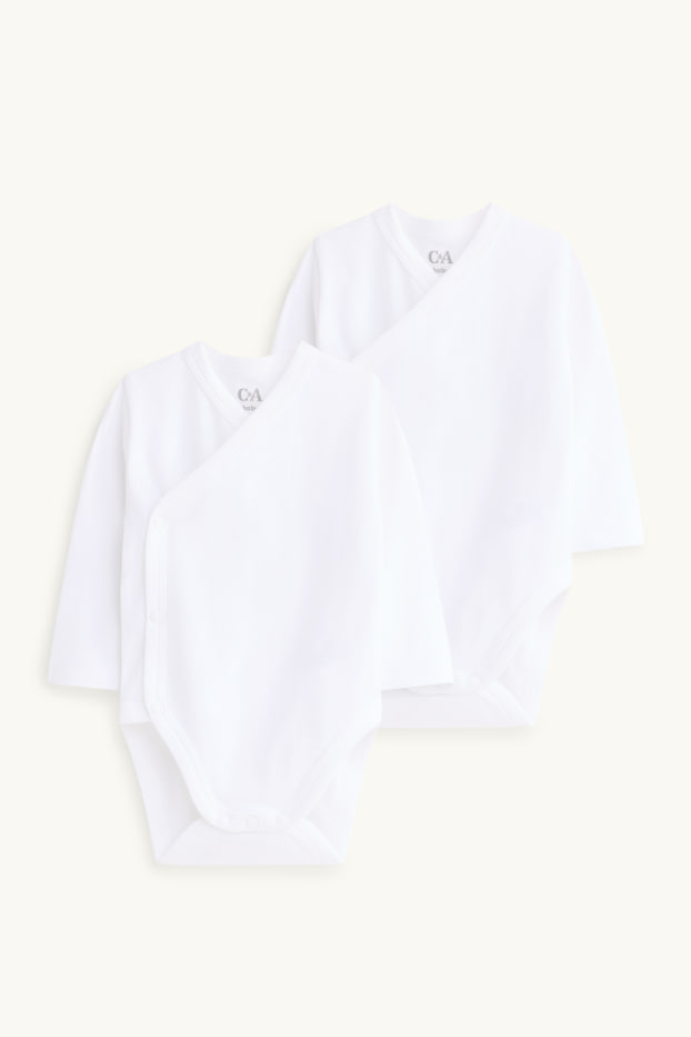 Unisexe - Lot de 2 - bodies croisés bébé - blanc