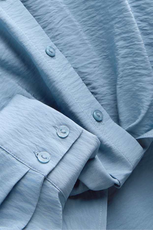 Dames - Overhemdblouse met drapering - lichtblauw