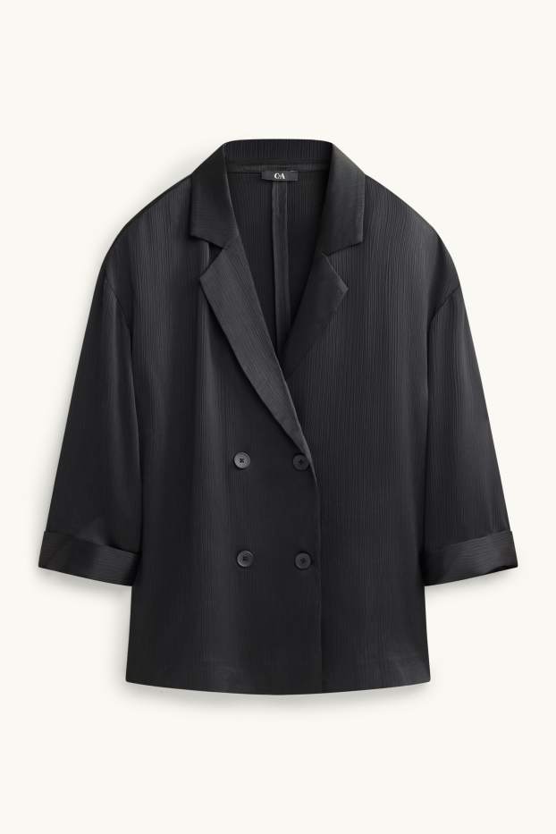 Damen - Blazer - Relaxed Fit - gerippt - schwarz