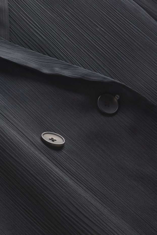 Damen - Blazer - Relaxed Fit - gerippt - schwarz