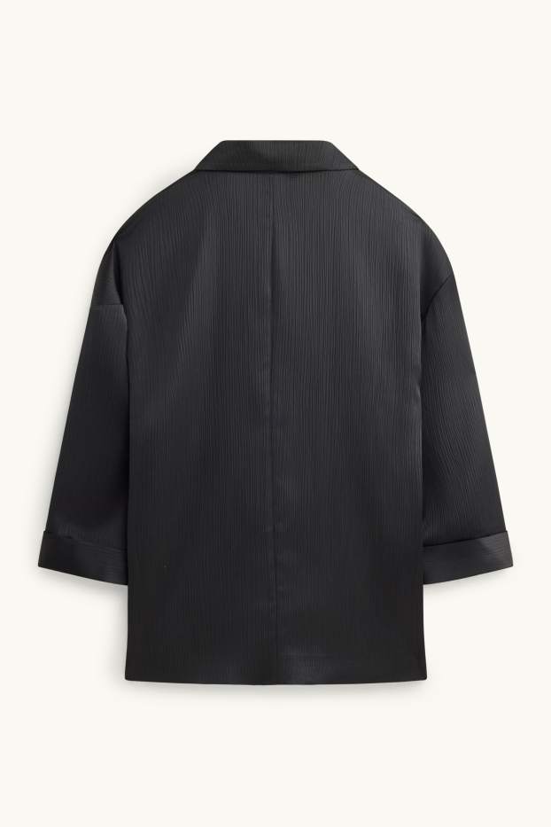 Damen - Blazer - Relaxed Fit - gerippt - schwarz