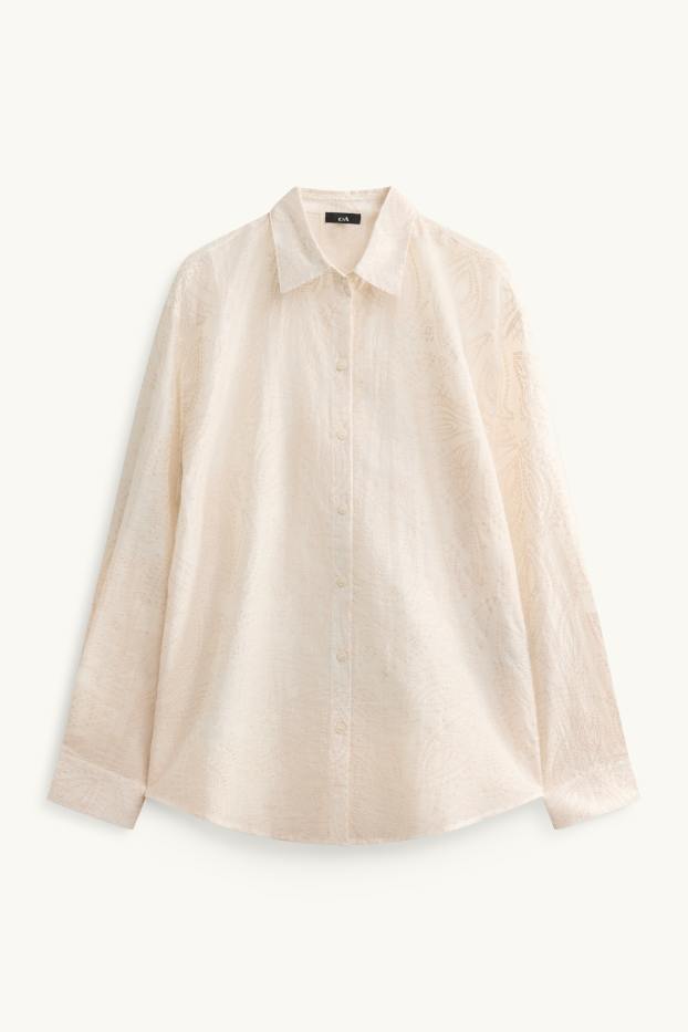 Damen - Bluse - Broderie Anglaise - cremefarben