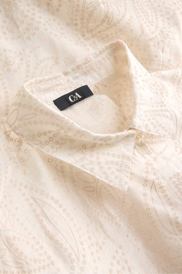 Damen - Bluse - Broderie Anglaise - cremefarben
