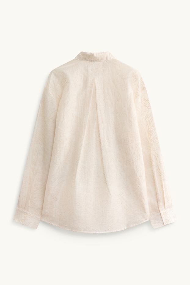 Damen - Bluse - Broderie Anglaise - cremefarben