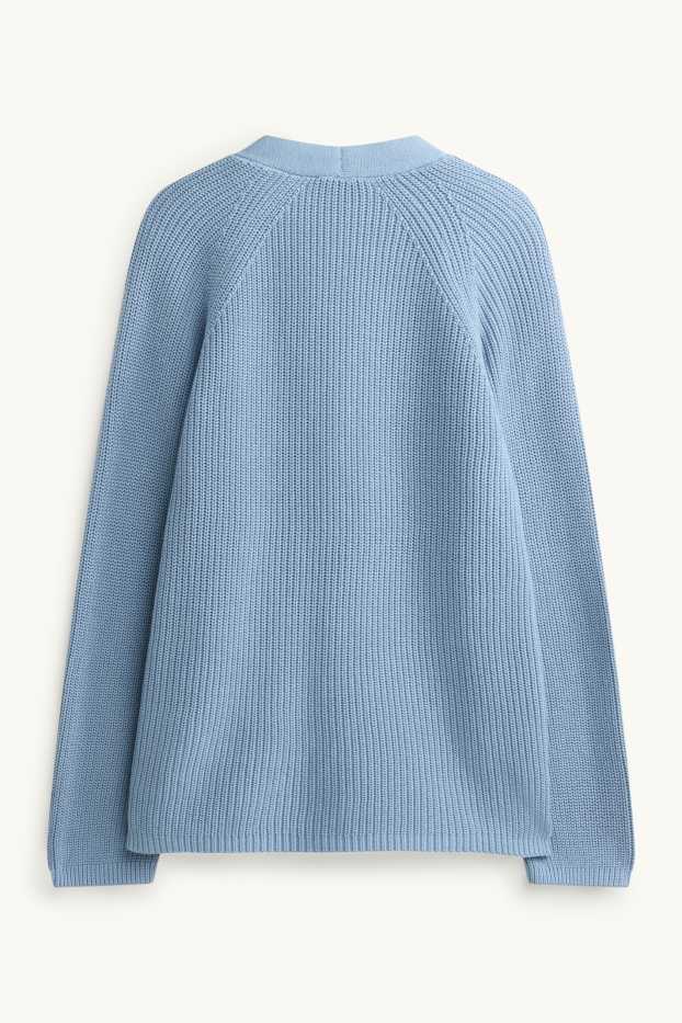 Damen - Strickjacke - gerippt - blau