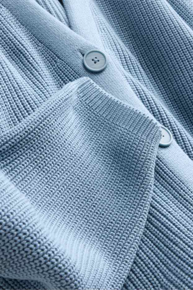 Damen - Strickjacke - gerippt - blau