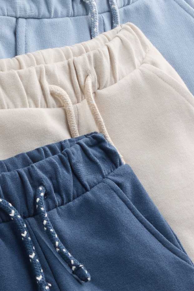 Neonati - Confezione da 3 - pantaloni sportivi per neonati - blu  / crema