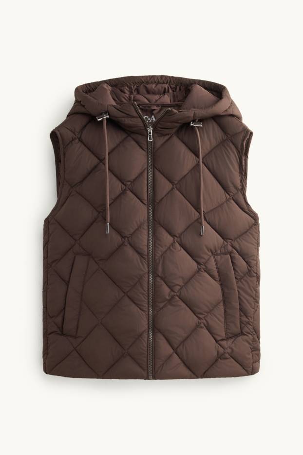 Dames - Bodywarmer met capuchon - waterafstotend - donkerrood
