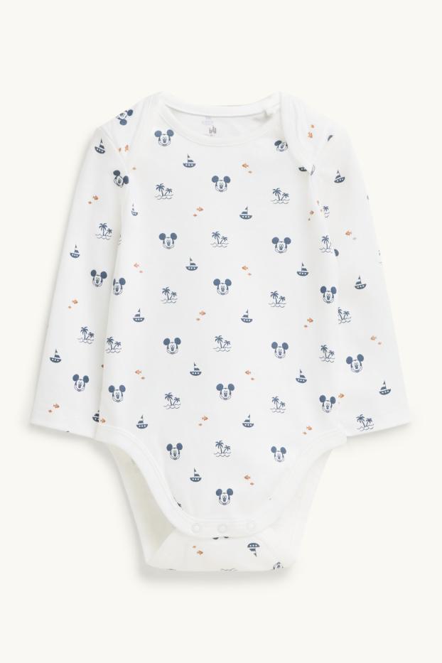 Miminka - chlapci - Mickey Mouse - souprava dětského overalu - 2dílná - bílá / světle modrá