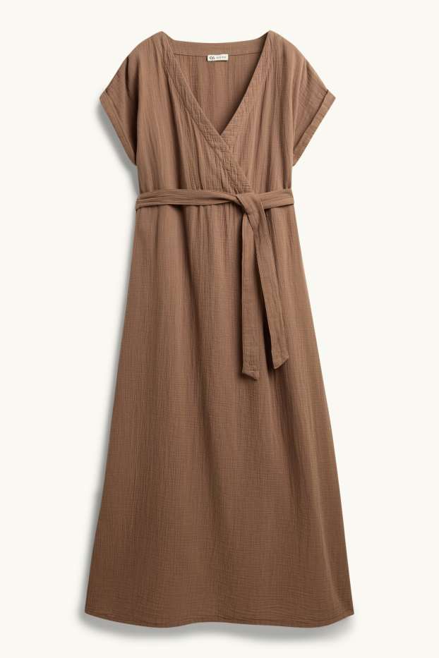 Mujer - Vestido de lactancia con escote en pico - con textura - marrón