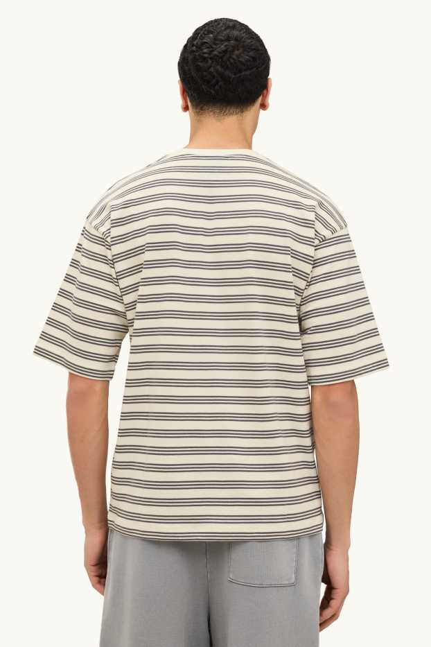 Bărbați - Tricou - supradimensionat - cu dungi - bej