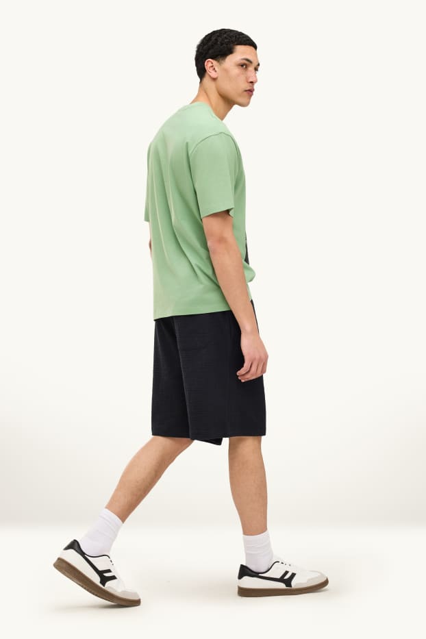 Herren - Sweatshorts - strukturiert - schwarz