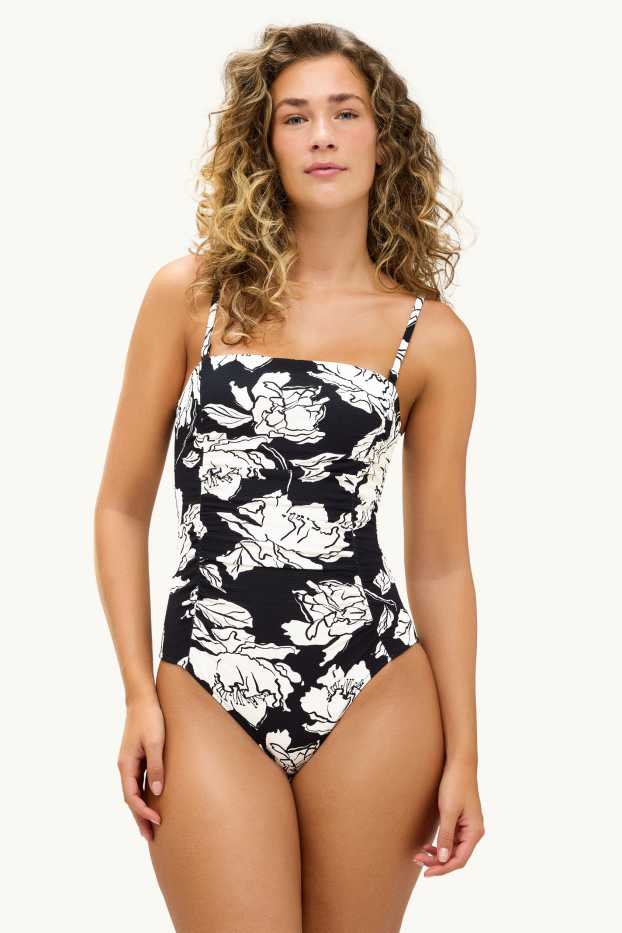 Women - Shaping swimsuit with gather - padded - LYCRA® XTRA LIFE™ - black