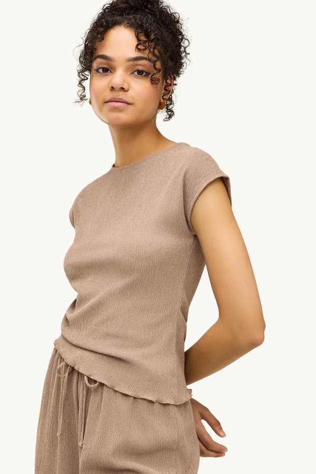 Damen - T-Shirt  - Regular Fit - hellbraun