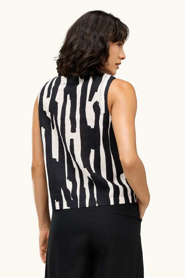 Dona - Brusa sense mànigues - amb motiu - negre/blanc