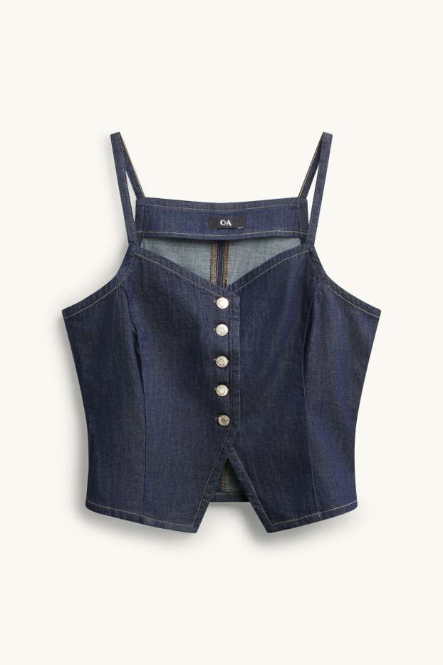 Damen - Jeans-Blusentop - jeansblau