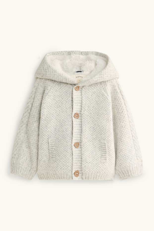 Baby: jongens - Babyvest met capuchon - gevoerd - lichtgrijs