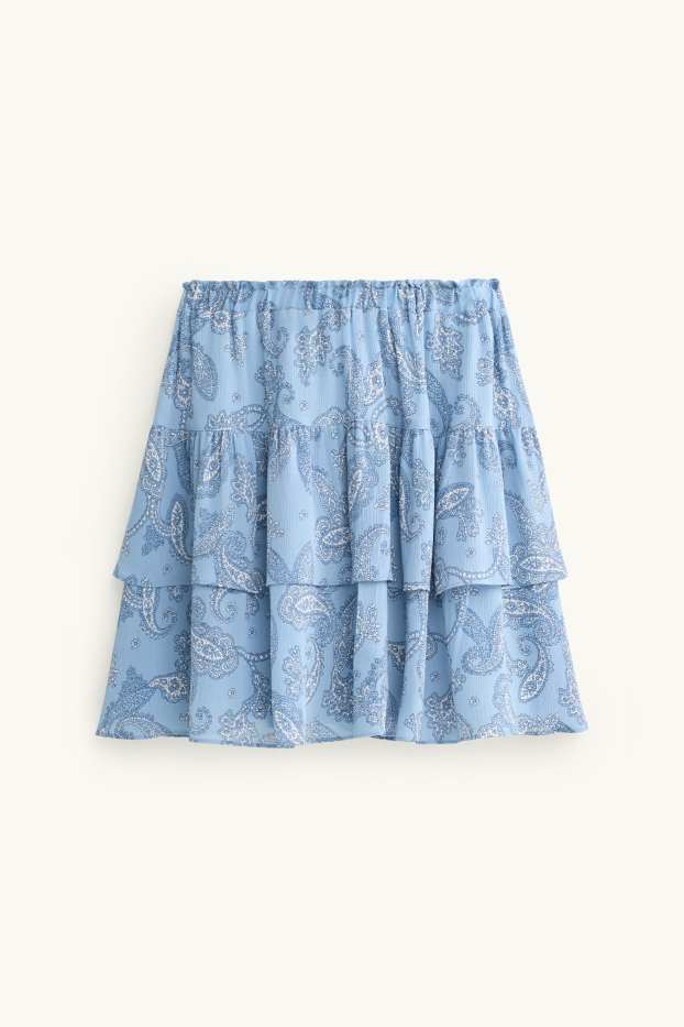 Dames - Rok - met patroon - lichtblauw