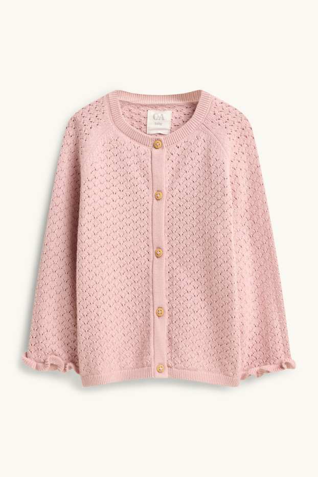 Neonate - Cardigan per neonati - tessuto tramato - rosa