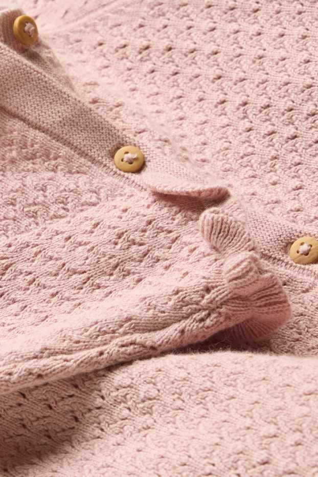 Neonate - Cardigan per neonati - tessuto tramato - rosa