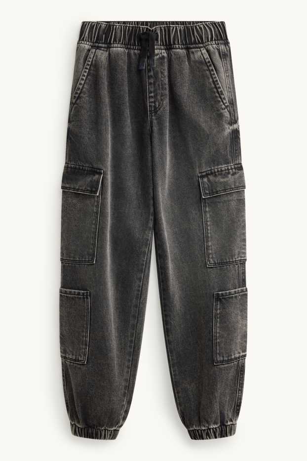 Copii - Băieți - Cargo jeans - gri închis