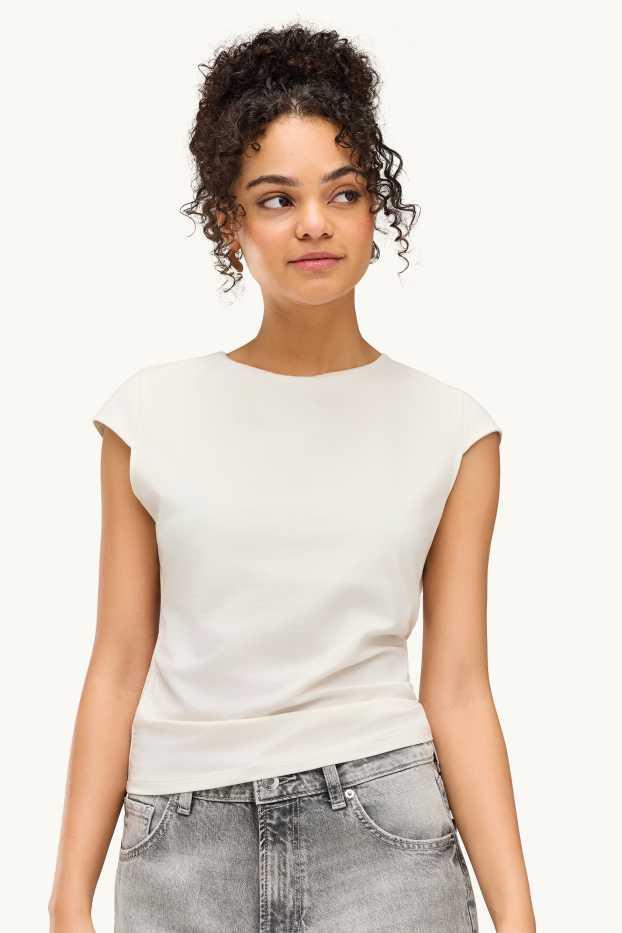 Dámské - Tričko - slim fit - bílá