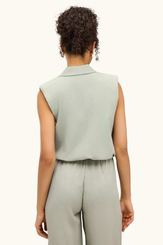 Donna - Gilet misto lino - sciancrato - verde chiaro