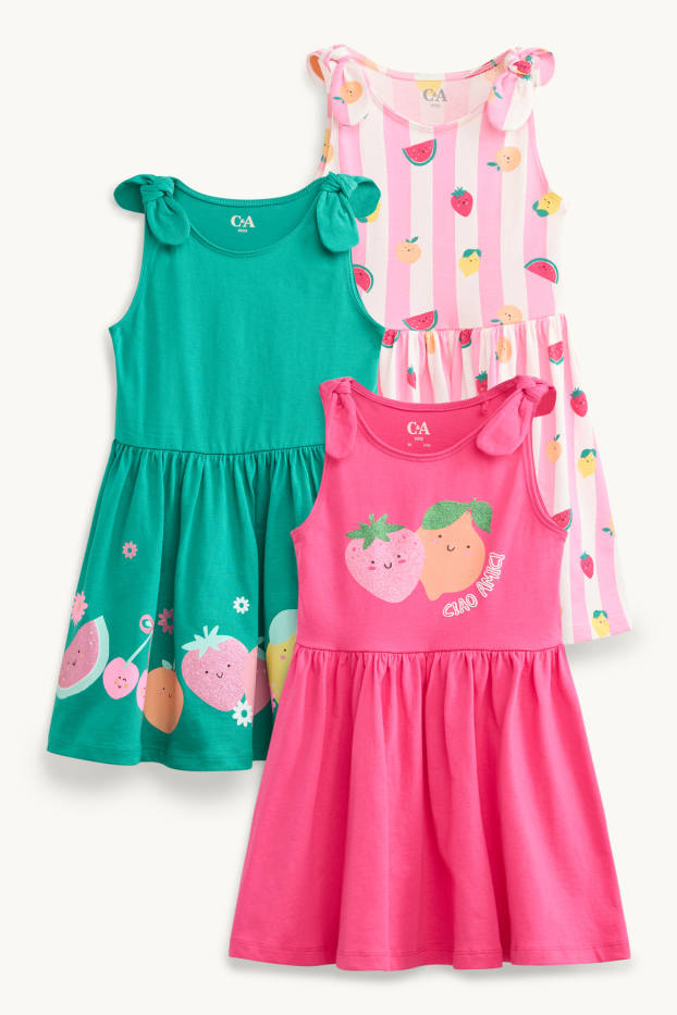 Enfants filles - Robe - vert / rose