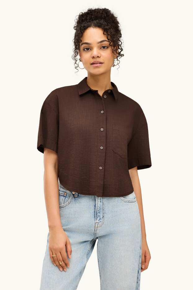 Damen - Hemdbluse - braun