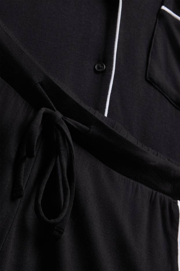 Damen - Viskose-Shorty-Pyjama - schwarz
