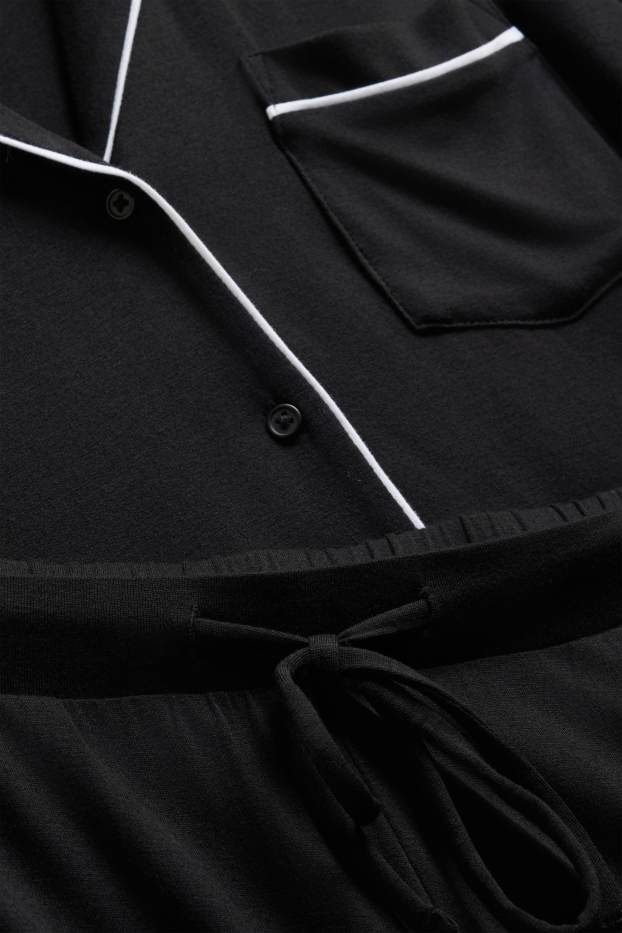 Damen - Viskose-Shorty-Pyjama - schwarz