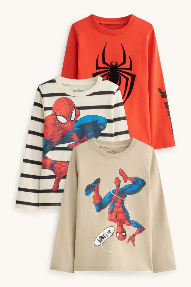 Children Boys - Multipack of 3 - Spider-Man - long sleeve top - red / beige