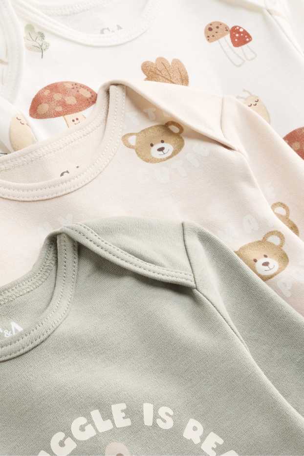 Unisex - Set van 3 - bosdieren - rompertje - wit