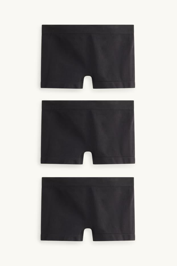 Femmes - Lot de 3 - shortys - sans coutures - noir