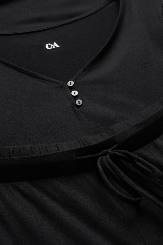 Dames - Pyjama van viscose - zwart