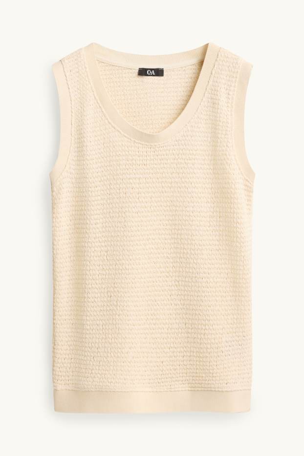 Damen - Strick-Top - cremefarben