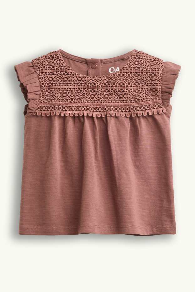 Bebés niñas - Palmeras - conjunto para bebé - 2 prendas - beis / marrón